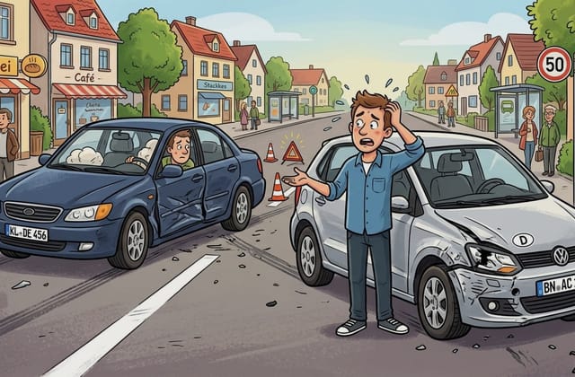 Fahrer meldet den Unfall telefonisch
