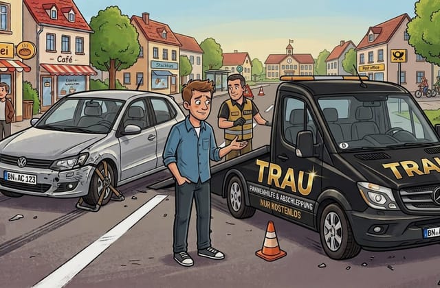 Beschädigtes Fahrzeug wird abtransportiert