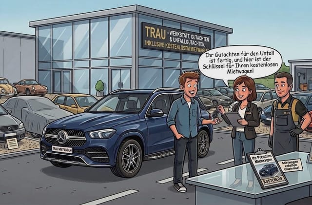 Schlüsselübergabe für den Ersatzwagen